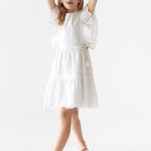 Zara dress with Swiss embroidery -white